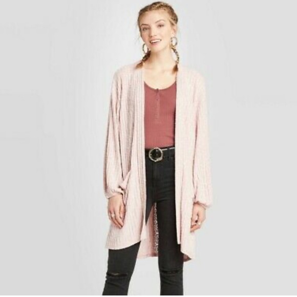Xhilaration Sweaters - Rose Open Cardigan Ribbed Lace Accent Back